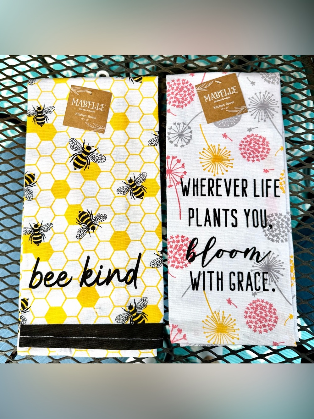 Set of 2 Kitchen Dish Towels - 15” x 25”, 100% Cotton, NWT